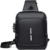 Mochila Masculina Com Cadeado à Prova D água Anti Roubo Bolsa De Ombro Transversal Com Porta De Carregamento USB YODHE