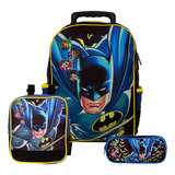 Mochila Masculina De Rodinhas Batman Herói Com Lancheira