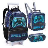 Mochila Masculina Escolar Infantil Rodinha Game On Grande