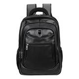 Mochila Masculina Executiva De Couro Impermeavel Trabalho Cor Preto Desenho Do Tecido Liso 35 L