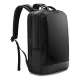 Mochila Masculina Executiva Premium Partes Couro Preta Luxo Cor Preto Desenho Do Tecido Liso