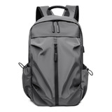 Mochila Masculina Faculdade Impermeável Notebook Entrada Usb Cor Cinza