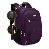 Mochila Masculina Feminina Notebook Alto Padrão Reforçada Cor Lilás