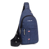 Mochila Masculina Transversal De Ombro Pochete De Peito Cor Azul