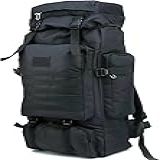 Mochila Militar Tática Grande 80 Litros Impermeável Masculina Reforçada E Resistente à Água Bolsa Mochilão Cargueiro Para Camping Ar Livre -PRETO-