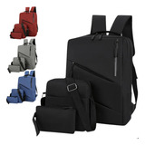 Mochila Notebook Kit 3 Bolsas Bag Usb Impermeável Moderna
