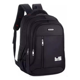 Mochila Notebook Viagem Escolar Multifuncional Preta Branca Cor Preto Desenho Do Tecido Liso Luke Sports