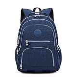 Mochila Nylon Impermeável Feminina Escolar Fashion Resistente Cor Lisa Mochila Simples Casual De Grande Capacidade Para Meninos Meninas Crianças Estudante Azul 1377 47cmX33cmX16cm 