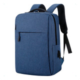Mochila P Notebook Impermeável Com Usb Reforçada Cor Azul