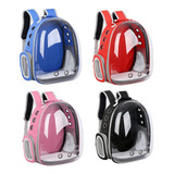 Mochila Para Carregar Gatos Com Capsula Bolha Transparente Cor Azul