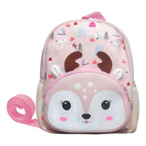 Mochila Para Passeio Infantil Alça Coleira De Segurança Rena Cor Rosa claro