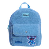 Mochila Passeio Zonacriativa Mini Mochila Stitch Pelucia Cor Azul 8l
