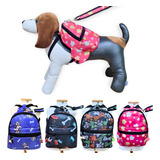 Mochila Pet Bolsa Nylon Cães Gatos Peitoral Com Guia Passeio