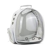 Mochila Pet Visão Panorâmica Astronauta Cachorro Gato Cão Cinza
