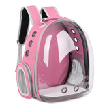 Mochila Respirável Transparente De Ombro Portátil Gato Pets Cor Rosa