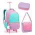 Mochila Rodinha Escolar Denlex Lancheira Estojo Matelasse 360° Cor Cor Cores Desenho Do Tecido Colorida