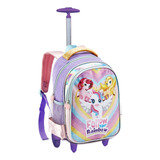 Mochila Rodinha Infantil Meninas Unicornio Cor Violeta