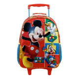 Mochila Rodinha M Escolar Infantil Mickey Mouse Disney Cor Vermelho Desenho Do Tecido Liso