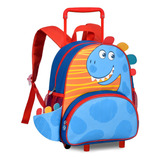 Mochila Rodinhas Dinossauros Clio Style Azul