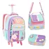Mochila Rodinhas Lancheira Estojo Rainbow Arco iris
