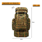 Mochila Tática Militar Impermeável 80 Litros Masculina Para Mochilão Pesca Cargueira Camping Trilha Trekking Acampamento Cor Jungle Tokshop