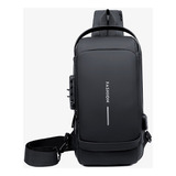 Mochila Transversal Ombro Bag Impermeável De Lado Tira Colo Cor Marrom Desenho Do Tecido Liso
