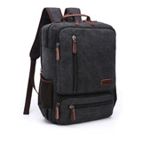 Mochila Universitário Para Notebook De Lona Resistente Leve Cor Preto Desenho Do Tecido Liso