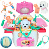 Mochila Veterinária Infantil Pet Shop Acessórios Kit Médico
