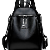 Mochila Vintage Feminina De Couro Macio Antifurto De Ombro Cor Preto Desenho Do Tecido Liso Unistar Canguru Vintage