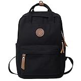 Mochilas Feminina Estilo Casual Leve Lona Escolar Bolsa Faculdade Viagem Moda Simple Preto