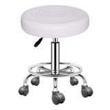 Mocho Banqueta Com Base Cromada Estética Dentista Branca