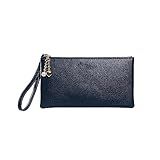 Moda Feminina Couro Sintético Zíper Cor Sólida Bolsa De Embreagem Bolsa De Arame Carteira Capa De Telefone Azul Marinho Tamanho Único 