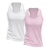 MODA FITNESS DELLASFIT Kit 2 Regatas Nadador Feminina Dry Camisa Blusa Treino Academia Esporte Esportiva Fitness Tamanho G Cor Rosa Branco