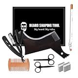 Modelador De Barba Ferramentas De Modelagem De Barba Inclui Guia De Modelo De Barba Lâmina Profissional De Borda Reta 10 Unidades De Lâmina De Borda Dupla Lápis De Barbeiro Pente De Barba 2