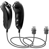 MODESLAB Controle Wii Nunchuck Pacote Com 2 Controles Nunchuk Controle Remoto De Substituição Compatível Com Console Wii U Preto 