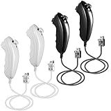 MODESLAB Controle Wii Nunchuck Pacote Com 4 Controle Remoto Nunchuck Compatível Com Wii Branco Preto 