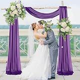 MODFUNS Cortina De Tecido De Chiffon Com Arco De Casamento Roxo 73 Cm X 50 M 1 Painel Transparente Para Teto Cortinas De Fundo De Tule Vintage Para Festa De Aniversário Banquete Decoração De Arco