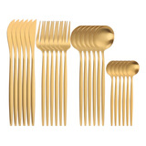 Modus Conjunto De Talheres De Aço Luxo Inoxidável 24pcs Faqueiros Cor Dourado