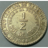 Moeda 1 2 Soles De Oro 1944 Peru