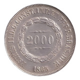 Moeda 2000 Réis 1865 - Copy Banhada Prata