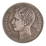 Moeda 5 Francos França 1874 Napoleão Cópia Comemorativa