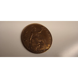 Moeda Antiga 1917 Inglaterra One Penny Bronze 