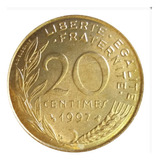 Moeda Antiga De 20 Centimos - França Europa - 1997