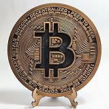 Moeda Bitcoin 3D Fisica Dourada 20 Cm Parede Com Suporte Trader