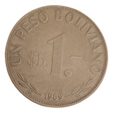 Moeda Bolívia 1 Peso 1969 Antiga
