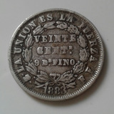 Moeda Bolivia 20 Cents 1883 Prata