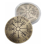 Moeda Comemorativa Bússola Viking Vegvisir Colecionável