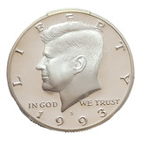 Moeda De Prata Kennedy Half Dollar Certificada Eua De 1993 S