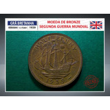 Moeda Grã Bretanha Inglaterra Km844 1/2 Penny 1939 2ª Guerra