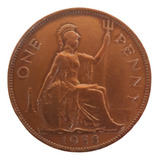 Moeda One Penny 1938 Inglaterra 244